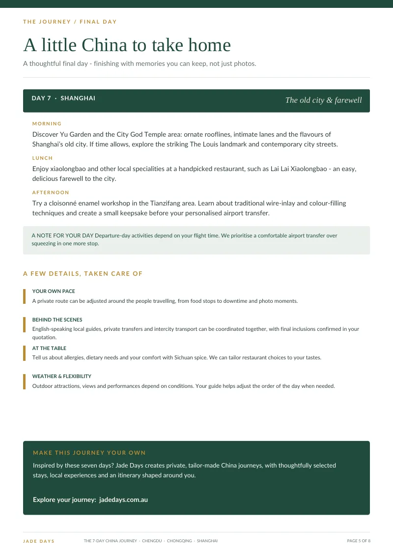 Page 5: the last day and the details we take care of
