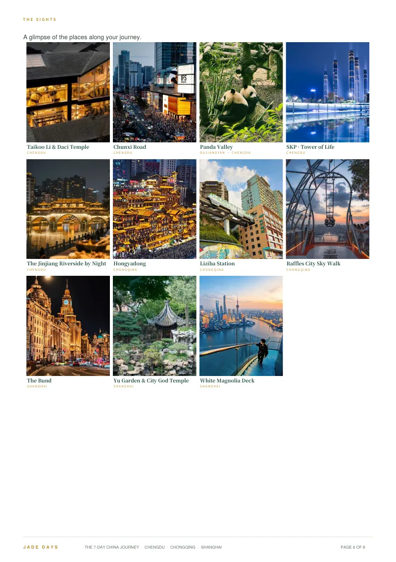 Page 6: photographs of the sights along the route