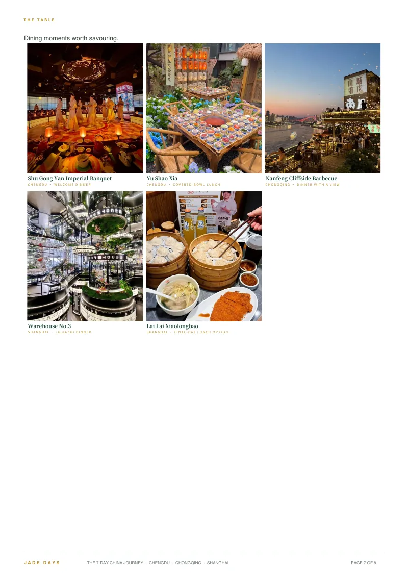Page 7: the restaurants along the route