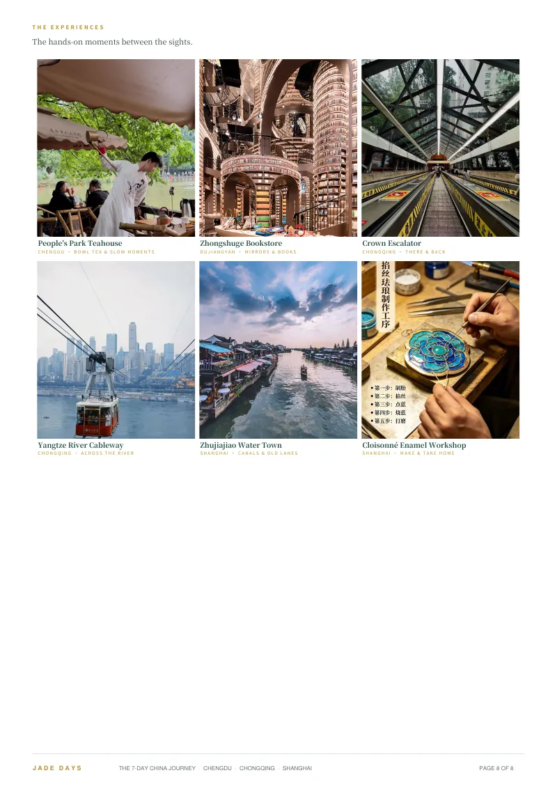 Page 8: the hands-on experiences along the route