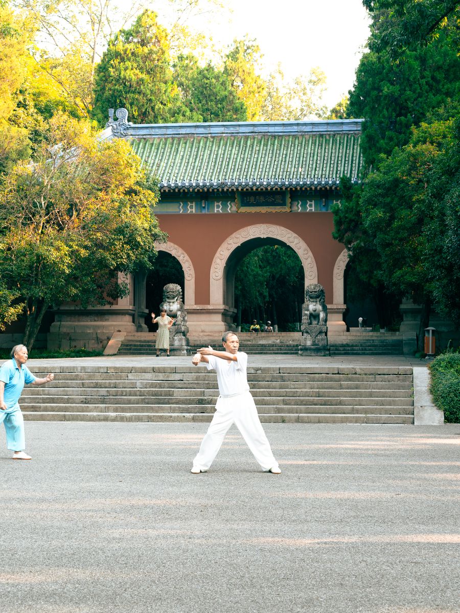 Tai chi and kung fu practice outdoors