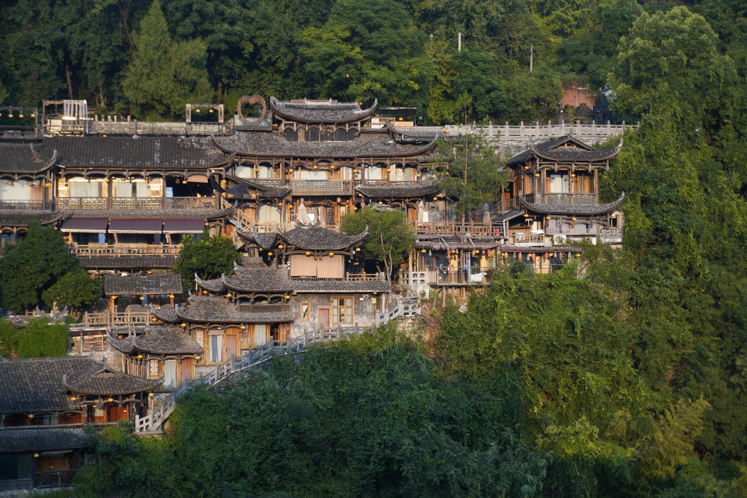 Furong ancient town waterfall in summer