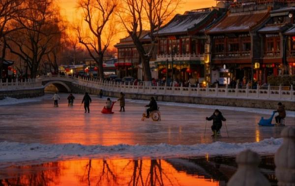 Old Beijing's Winter Playground: Private Ice-Sledding & Lakeside Tea at Shichahai
